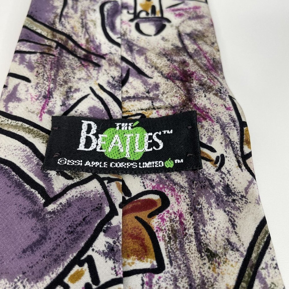 Vintage BEATLES Necktie PENNY LANE Apple Corp. Silk LIMITED EDITION Beige Purple - Picture 3 of 7